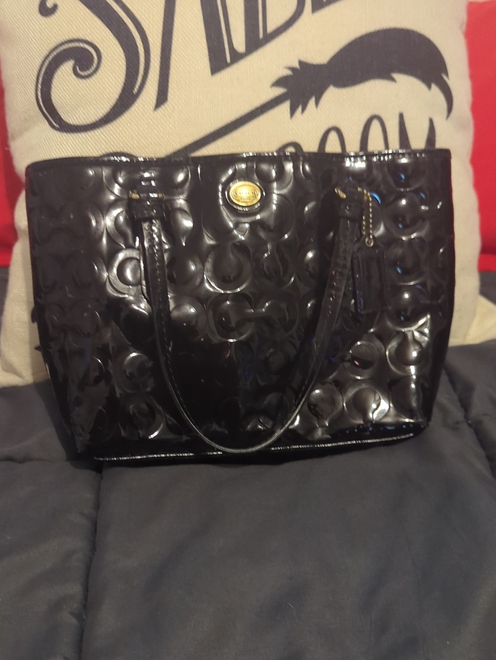 Coach Peyton Mini‎ Tote Bag Black Patent Leather CUTE! 🛍️